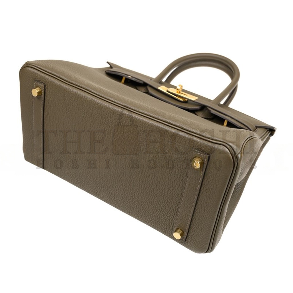 H**me5 BIRKIN 25 EPSOM LEATHER TRENCH COAT GREY GOLD BUCKLE BAG H028369CCM8 (25*20*13cm) Master Quality